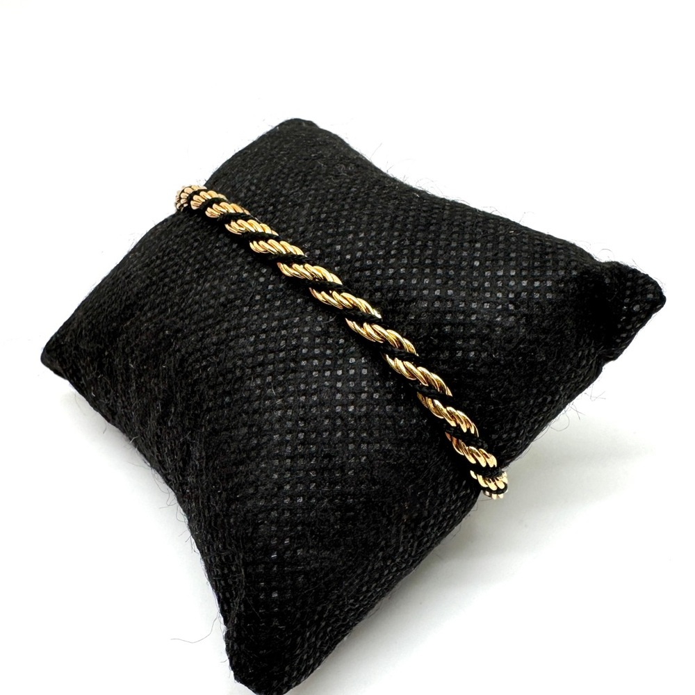 Trifari TM Gold and Black Twisted Rope Chain Bracelet - Picture 5 of 11